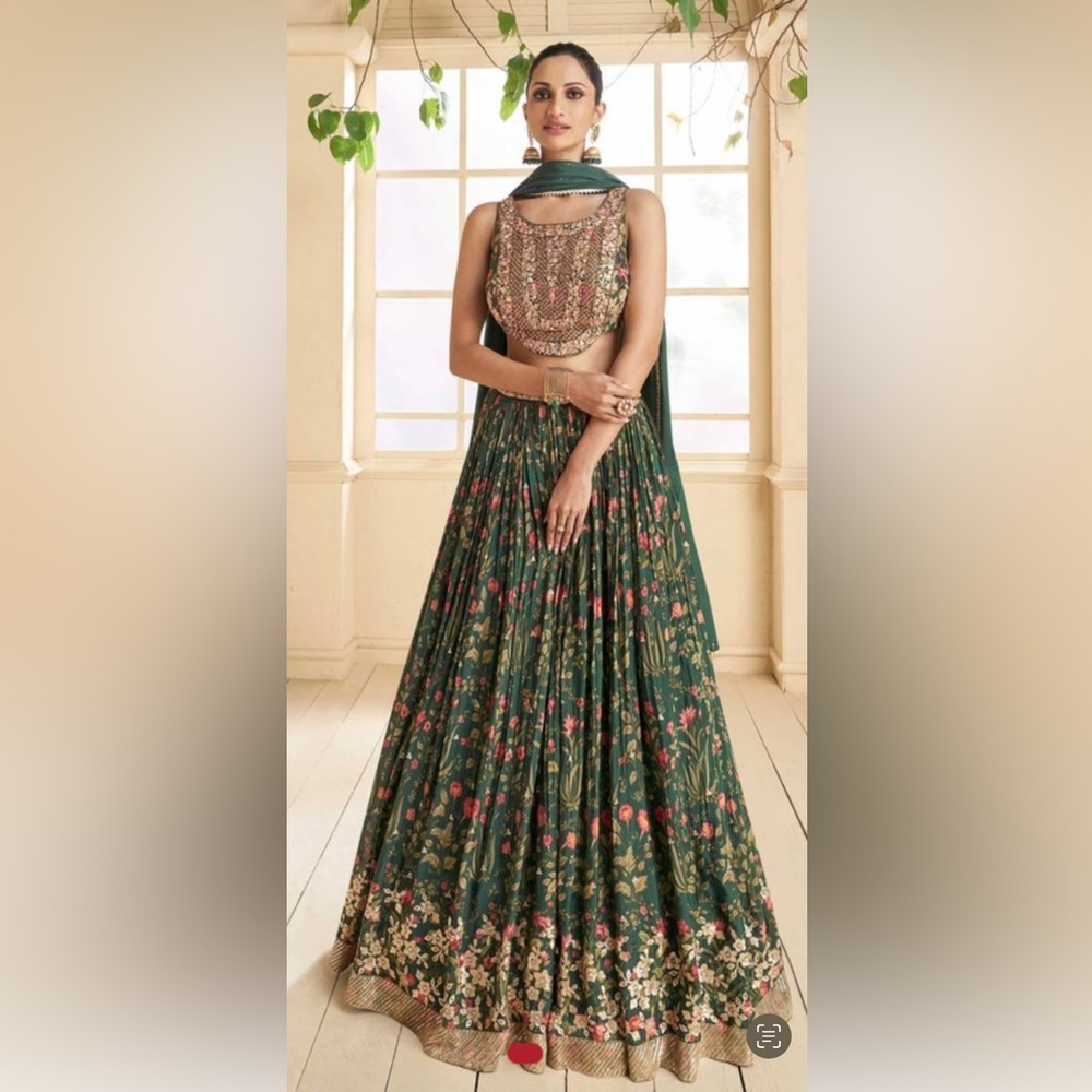 Brand new beautiful green floral beaded Indian Lehenga